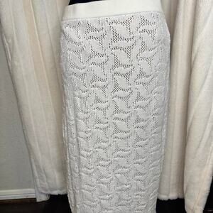 MICHAEL Michael Kors White Cotton Crochet Eyelet Pencil Skirt XL